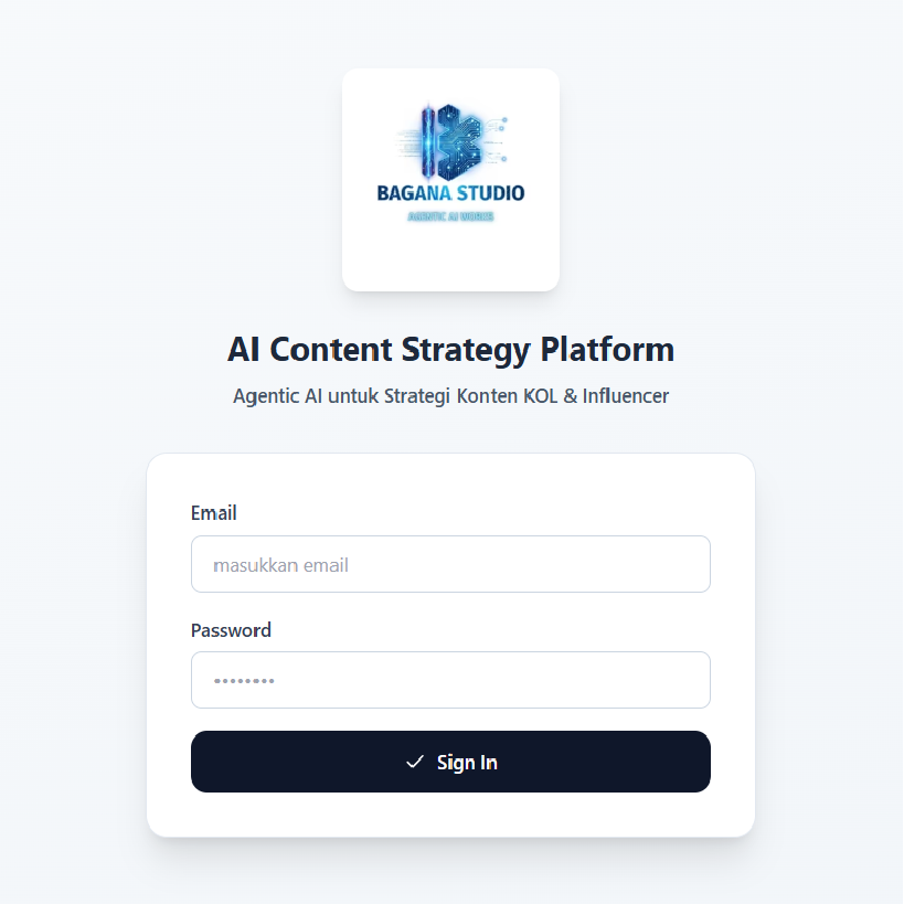 BAGANA AI — Content Strategy Platform Dashboard